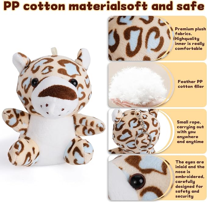 12 Pcs Small Stuffed Animal Bulk - 4.5 Inch Fluffy Stuffies, Animals Keychain Decoration, Carnival Prizes, Classroom Treasure Box, Pinata Stuffers