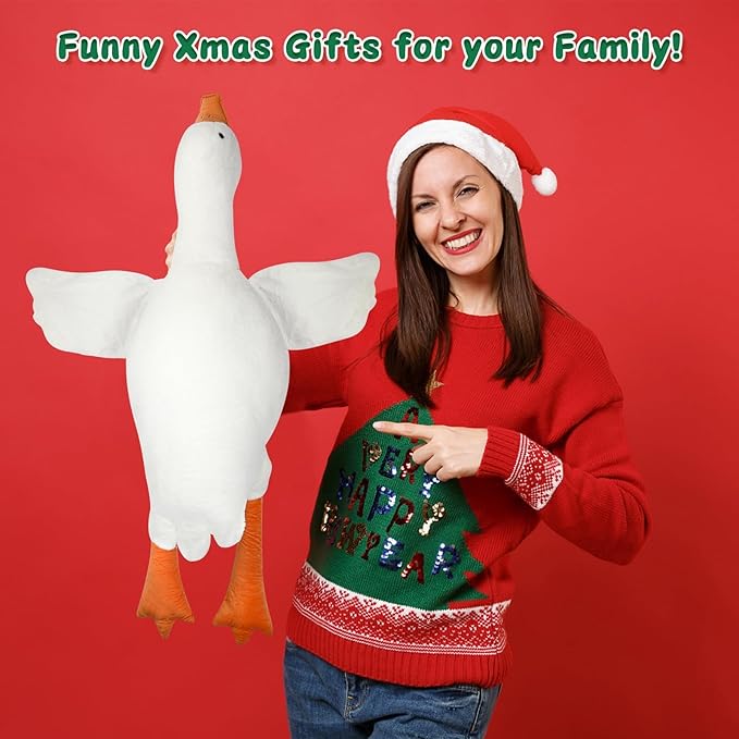 CottonStar Goose Stuffed Animal 35.5 Inch Plush Toy, 2.8 lbs Cute Duck Stuffed Animal, Goose Plush Soft Pillow Toys, Gift for Anxiety Kids and Friends, White