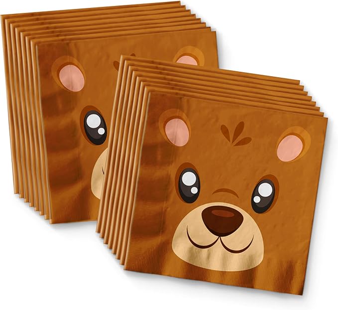 Bear Birthday Party Supplies Set Plates Napkins Cups Tableware Kit for 16