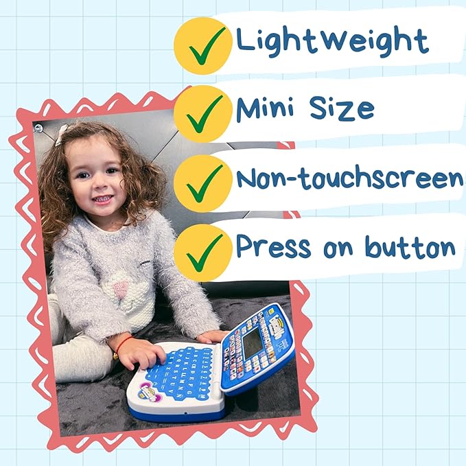 ZEENKIND Spanish & English Small Talking Laptop Toy for Kids 2 3 4 Years Old, Learn Spanish Alphabet Numbers Words Spelling Math, Interactive Bilingual Learning Laptop Toys for Toddlers