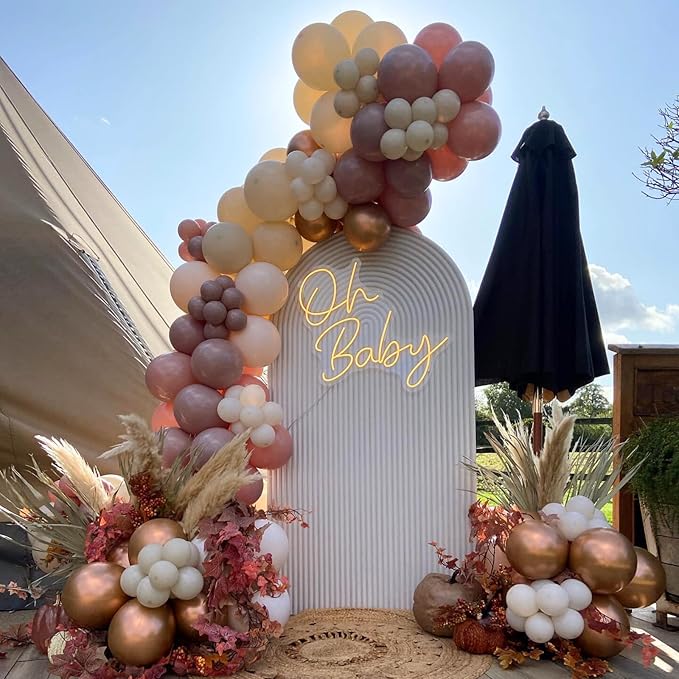 Dusty Pink Birthday Decorations,Rose Gold Sand Boho Balloons Decor Happy Birthday Banner Cake Topper Star Heart Foil Balloon for Women Girl Baby Shower