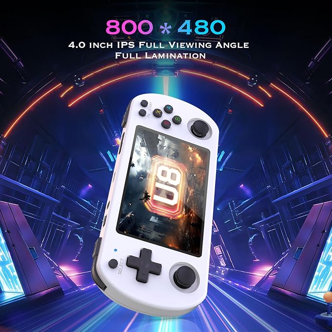 U8 Retro Handheld Game Console with 15,000+ Classic Games，4.0 - Inch IPS Screen，64G Dual TF Card，Powerful 3500 mAh Battery - Portable Gaming Device for Kids & Adults (Black)