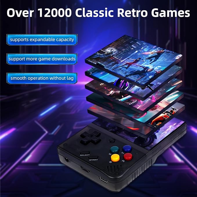 Miyoo Mini Plus,Handheld Retro Game Console 64GB,3.5-inch 640*480 IPS Screen 3000mAH Battery with Storage Case Casual Game Console Video Games Consoles(White)