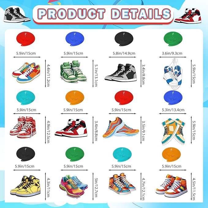 24Pcs Sneaker Hanging Swirls, Sneaker Party Decorations, Sneaker Shoes Ceiling Swirls Streamer Decorations for Sport Shoes Birthday Baby Shower Decor Supplies