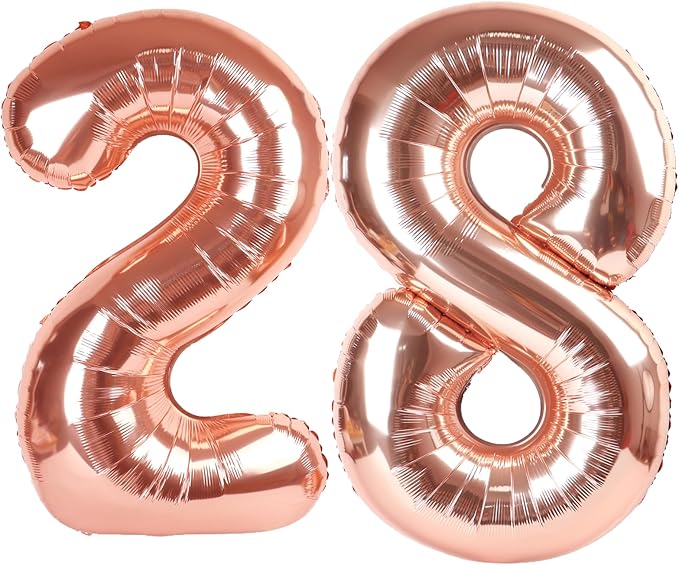 40 Inch Rose Gold Balloon Number 28 Balloon,Jumbo Mylar Foil Helium Balloon for 28 Digital Balloons for Birthday Party,Wedding Anniversary Party Decorations