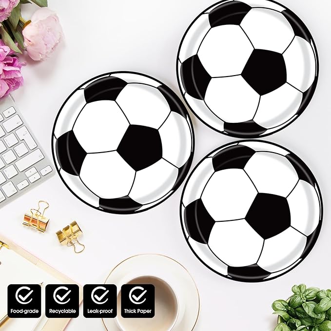 40 Pcs Soccer Plates and Napkins Party Supplies, Soccer Birthday Party Decorations Disposable Paper Plates and Napkins Tableware Set for Sports Theme Birthday Baby Shower Serves 20