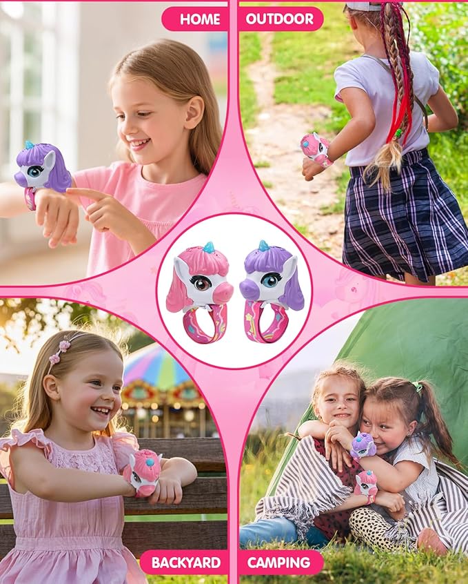 Unicorn Walkie Talkies for Kids 2 Pack with Wrist Strap, Toys for Girls Age 3-10, Long Range 2-Way Radios for Camping, Outdoor Adventure, Birthday