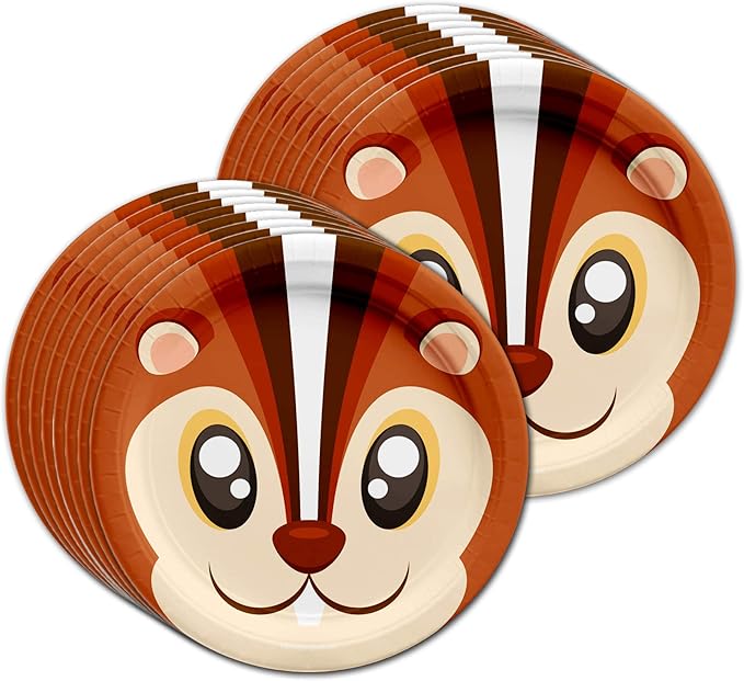 Squirrel Birthday Party Supplies Set Plates Napkins Cups Tableware Kit for 16