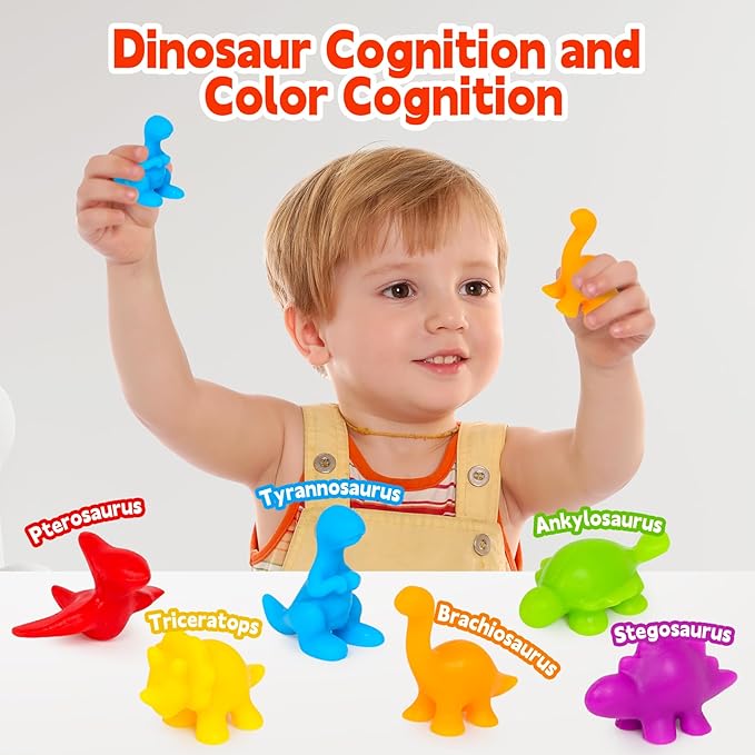 Dinosaur Toys,Color Sorting Toys for Toddlers,Montessori Education Learning Toy,Toddler Activities Sensory Training & Counting Games Christmas Stocking Stuffers Gifts for 3 Year Old Boys Girls