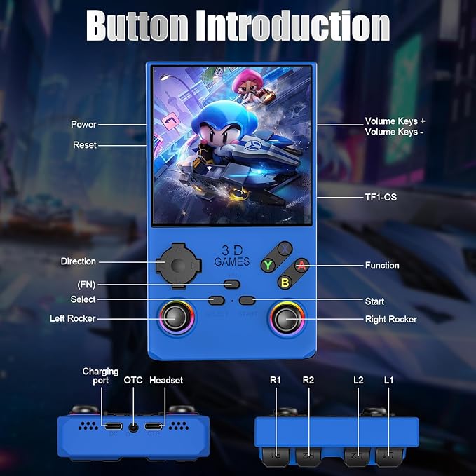 2026 V40MAX Upgraded Retro Handheld Game Console, Built in 40,000+Classic Games, 40+Simulators, Linux System, 4.0-inch 4K HD IPS Screen Video Player, 256GB, Portable Pocket Arcade Console(Sea Blue)