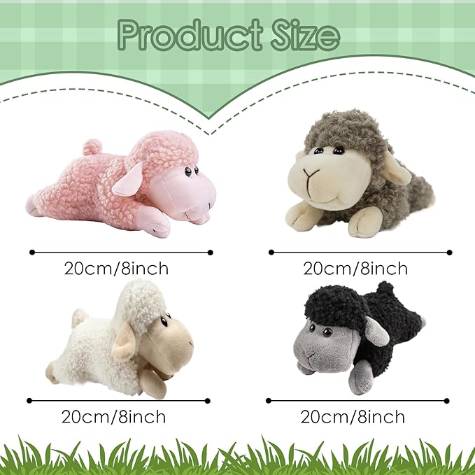Tiny Heart Sheep Stuffed Animal, Sheep Plush Toy, Lamb Stuffed Animal Cute Soft Stuffed Lamb Kids Boys and Girls Birthday Home Decor Cuddly Black Lamb Toys (Prone Position)