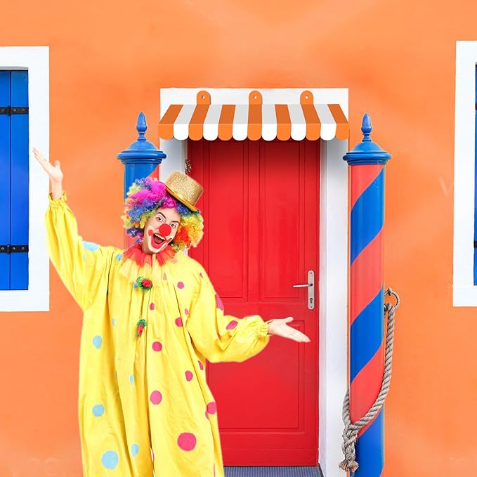 2 Piece Circus Awning Decoration 3D Carnival Tent Awning Wall Decorations for Circus Theme Party, Carnival Stand, Party Favors Supplies (Orange and White)