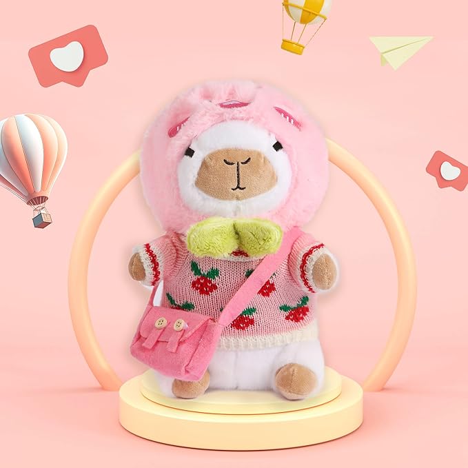 Capybara Plush Toy with 10 Pcs Clothes & Accessories, Dress Up Capybara Plush Toys, Cute Capybara Stuffed Animal with Outfits Birthday Gifts for Boys Girls