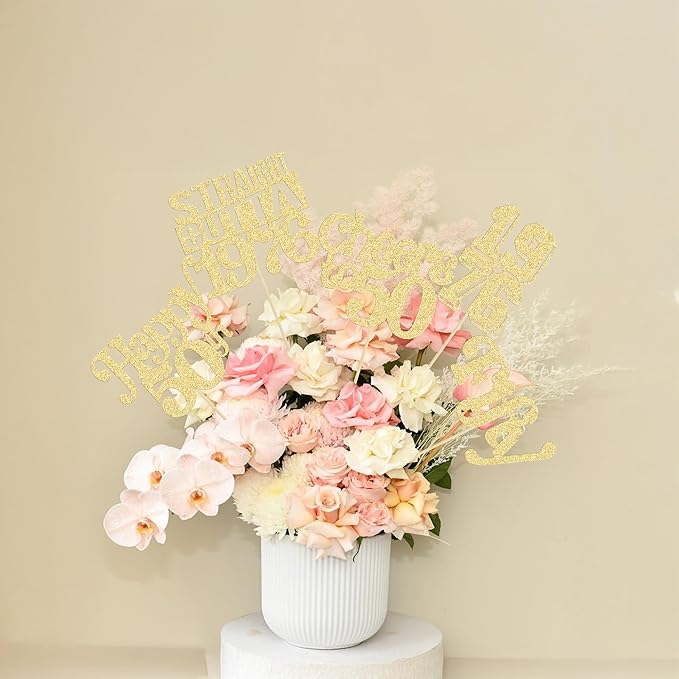 Gyufise 15Pcs Happy 50th Birthday Centerpiece Sticks Fifty Straight Outta 1976 Table Flower Centerpieces Sticks Cheers to 50 Decorations for 50th Birthday Party Supplies Gold
