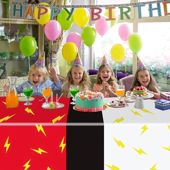 2Pcs Cartoon Animation Party Tablecloths 70.8×42.5 inch Red and White Tablecloths Table Decorations Party Supplies (White)