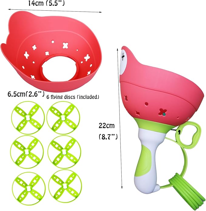 Disc Launcher Toy Kids Yard Flying Spinner Fairy Hover Helicopter Propeller Toy Outdoor Capture Catching Chasing Game Gift for Boy Girl Age 4 5 6 7 8 9 10 (red, 1 Pack)
