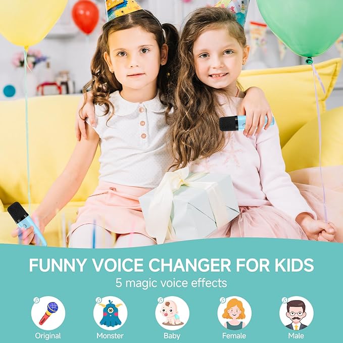 Mini Karaoke Machine for Kids and Adults,Portable Bluetooth Karaoke Speaker with 2 Wireless Microphones, Kids Karaoke Machine for Home Party,Birthday Gifts for Girls Boys（Blue）