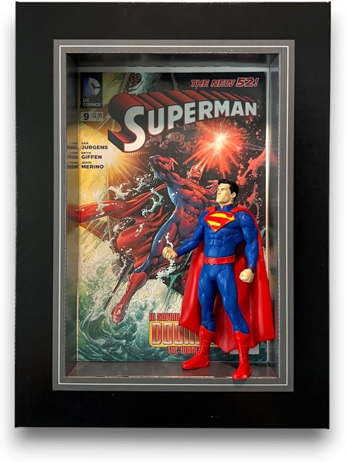 Black Shadowbox Frame – USA Made Showcase for Figurines, Collectibles, Comic Books, Actions Figures, Toys – Lightweight & Durable Corrugated Display Case with Optional Shelves (Single)