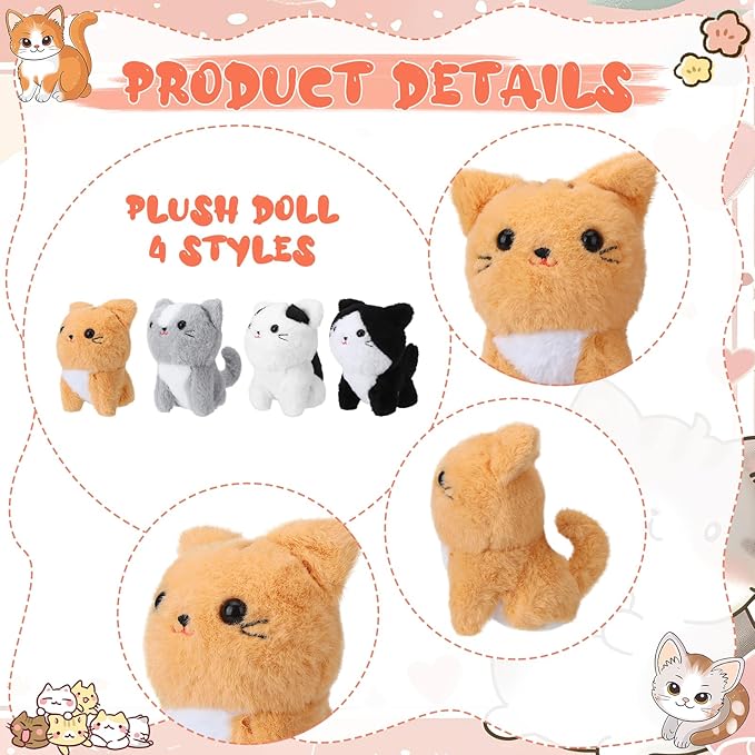 115 Pcs Adopt a Cat Party Favors Pet Adoption Station Package Include 10 Mini Plush Cats 10 Boxes and 95 Adopt a Cat Supplies for Birthday Party Gifts