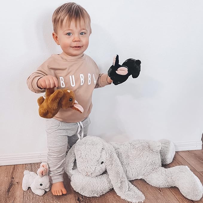 4 Pcs Easter Bunny Stuffed Animal - Large Stuffed Rabbit Plush Toys for Kids - Cuddly Mommy Bunny Surprise with 3 Small Bunnies