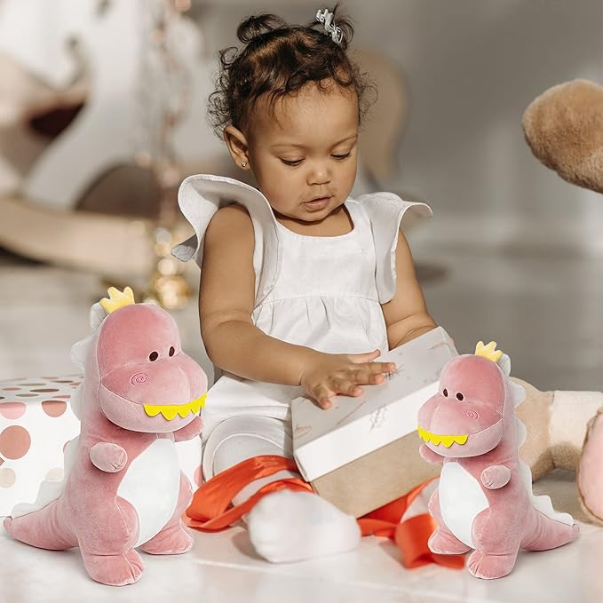 Big Dinosaur Plush Toy,15.7" Dino Stuffed Animal Stuffed Dinosaurs Cute Dino Plush Dino Stuffed Animals Soft Dinosaur Plushie for Boys Girls Kids Baby Pink