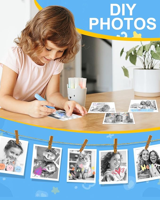OTJ 12 Rolls Instant Print Camera for Kids Refill Print Paper Thermal Print Paper Rolls - Photo Album 2.5x3.5 Picture Holder Book Holds 120 Horizontal Photos DIY Picture Albums