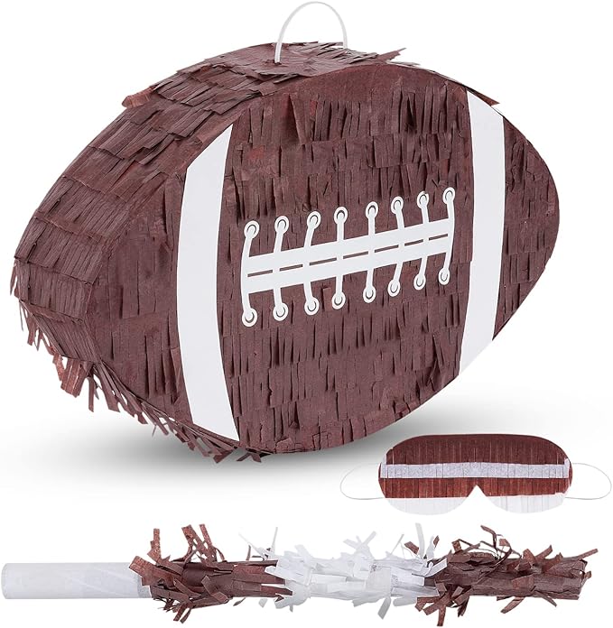 Football Pinata Bundle with a Blindfold and a Bat (16 x 10 x 4 Inches), Football Pinata for Boys, Perfect for Birthday Party, Sport Theme Party, Decoration