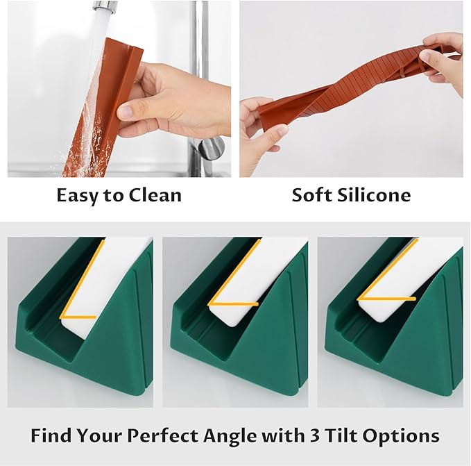 Silicone Domino Racks Set of 8, 10"x1.18"x1.18" Dominoes Holders/Trays 3 Tilt Options for Mexican Train Chickenfoot & Other Domino Games, Double 6 Accessories, 4 Colors (Dominoes NOT Included)