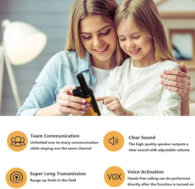 inYYTer 3 Pack New Walkie Talkies for Kids, 4KMs Long Range Kids Walkie Talkies 2 Way Radio Walky Talky, Best Gift for Age 3-12 Boys and Girls Yellow