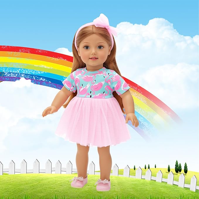 BARWA Doll Clothes and Accessories for 18 inch Girl Dolls Mermaid Casual Tutu Dress, Outfits, Swimsuit, Underwear… (C: Tutu Dress)