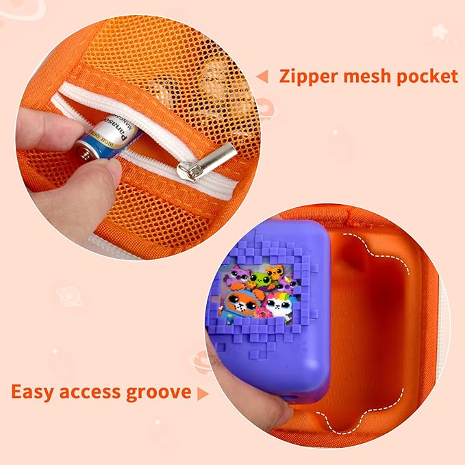 Case for Bitzee Interactive Toy Digital Pet and Case, Hard Carrying Holder for Virtual Electronic Pets React to Touch, Protective Container for AA Batteries and Other Accessories (Box Only)-Orange