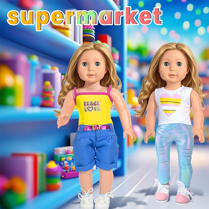 American 18 inch Doll Clothes Accessories, 18PCS Doll Clothes Outfit Dress for 18 inch, Valentine's Gift for Girls(10 Set)