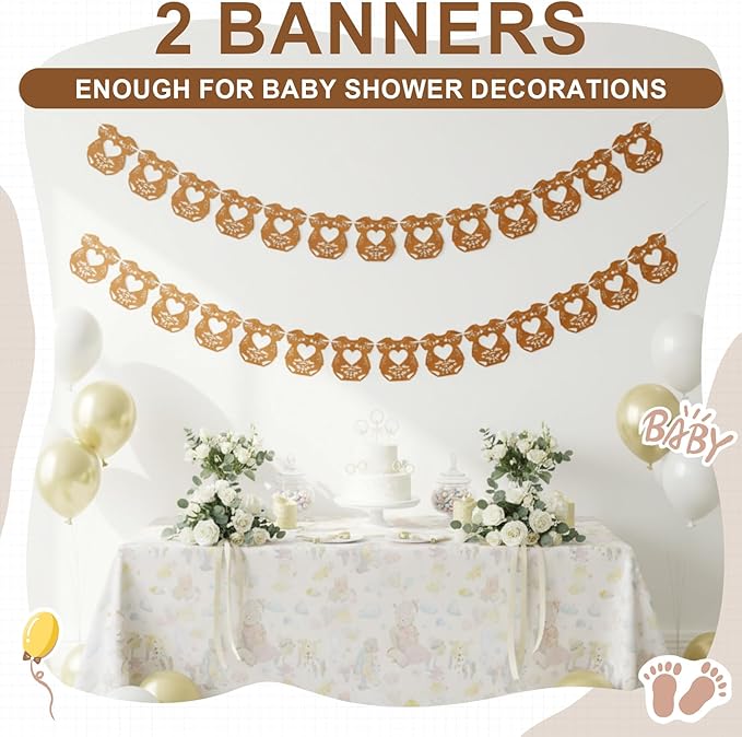 2 Pack Cielito Lindo Papel Picado Baby Shower Banner Decoration, Mexican 24 Pcs Bodysuit Card with Hanging String Fiesta Garland for Gender Baby Shower Party Supplies(Elegant Color)