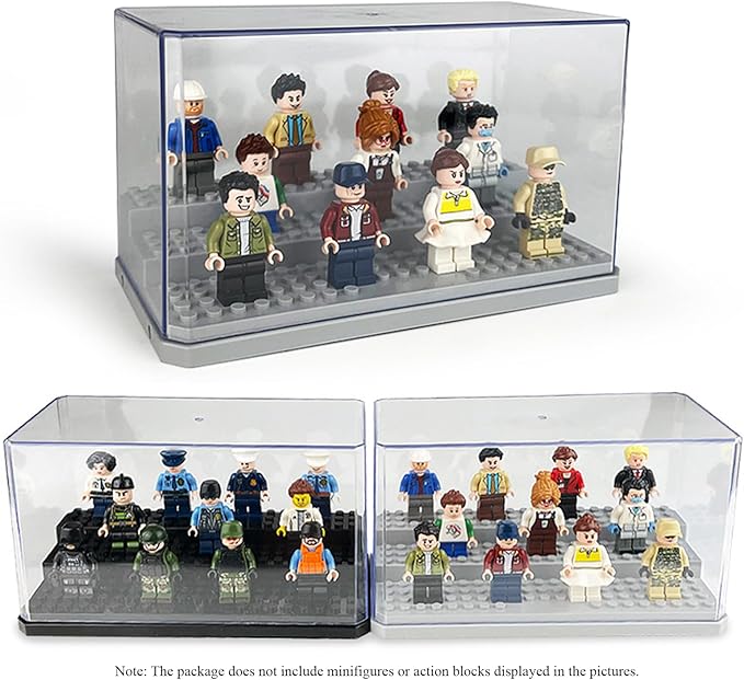 Acrylic Minifigure Display Case Stackable Action Figures Blocks Display Box, Clear Dustproof Display Case Box for Lego Lovers