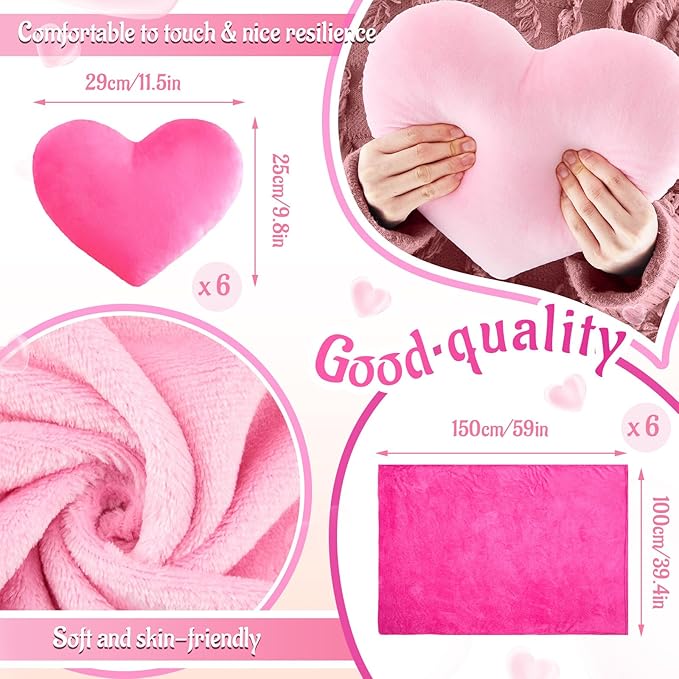 36 Pcs Sleepover Party Supplies for Girl Spa Slumber Birthday Favors Throw Blanket Pillow Eye Mask Headband Scrunchies (Solid Color,30 Hot Pink,6 Pink)
