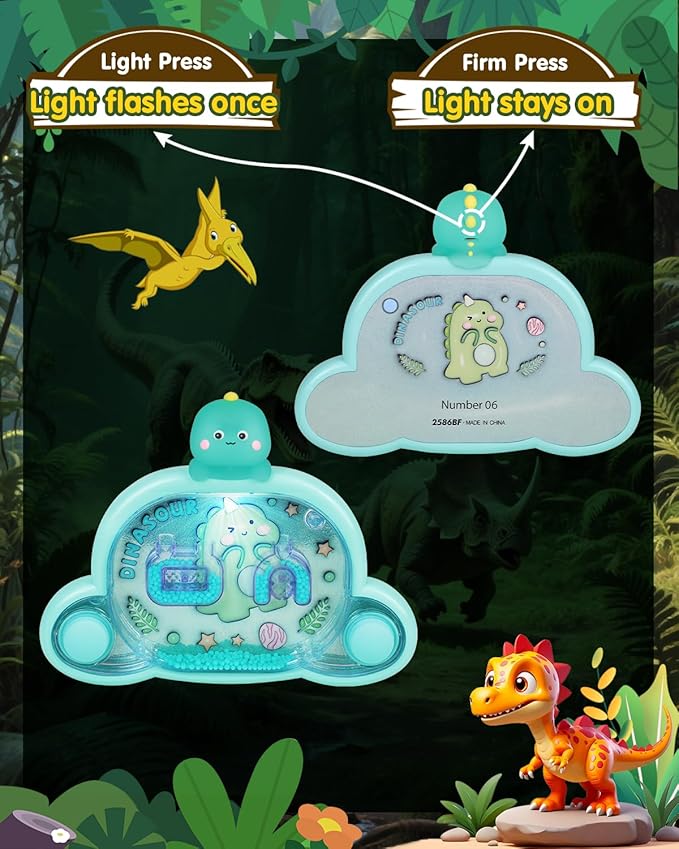 Handheld Water Game with Light - Unicorn & Dinosaur Toys - Water Ball Target Toy for Kids Ages 3+, Retro Fidget, Screen-Free Car Travel Game, Road Trip, Airplane, Portable Autism Gift