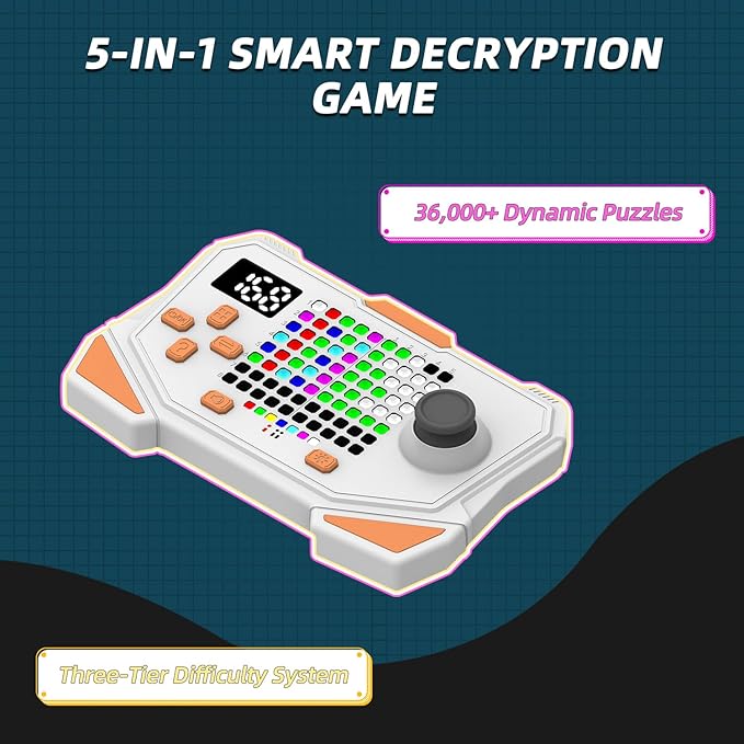 fisca Code Breaker 36000+ Mastermind Puzzle Game for 1-2 Players, 5-in-1 Handheld Games for Kids,Travel Games Birthday Gifts for Boys,Girls