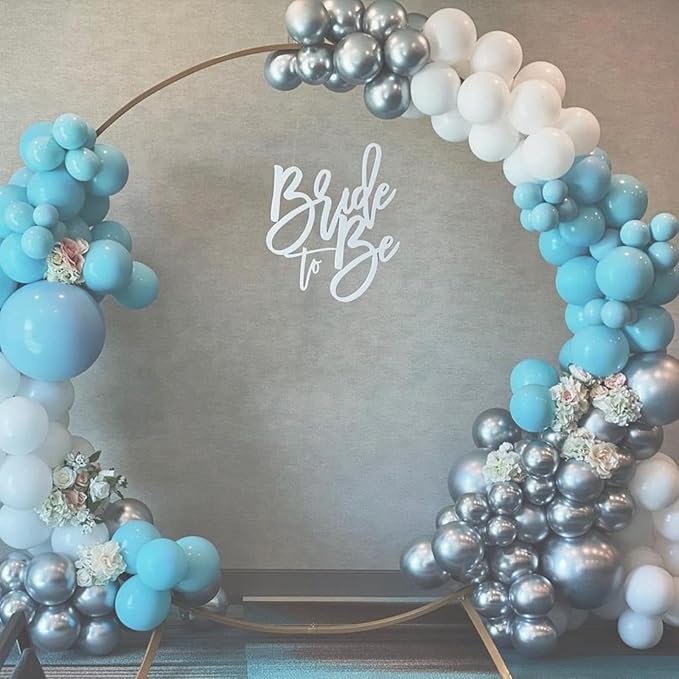 Teal and Silver Balloons, 60Pcs 12 Inch Turquoise White Teal Blue Balloon Set with Chrome Metallic Silver Confetti Balloons for Birthday Baby Shower Wedding Bridal Shower Anniversary Party Decorations