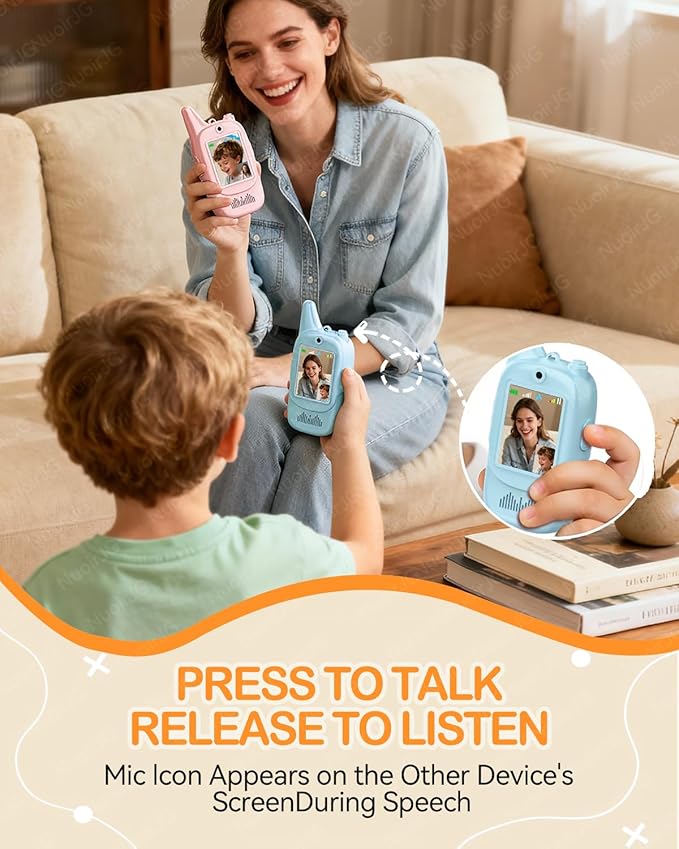 Walkie Talkie for Kids with Video: 2 Pack (Blue+Pink),Long Range Walkie Talkies with Screen&HD Camera&4 Voice Effects,Gift Toys for Boys&Girls Ages 3-12 for Outdoor Play,Camping,Travel,Hiking