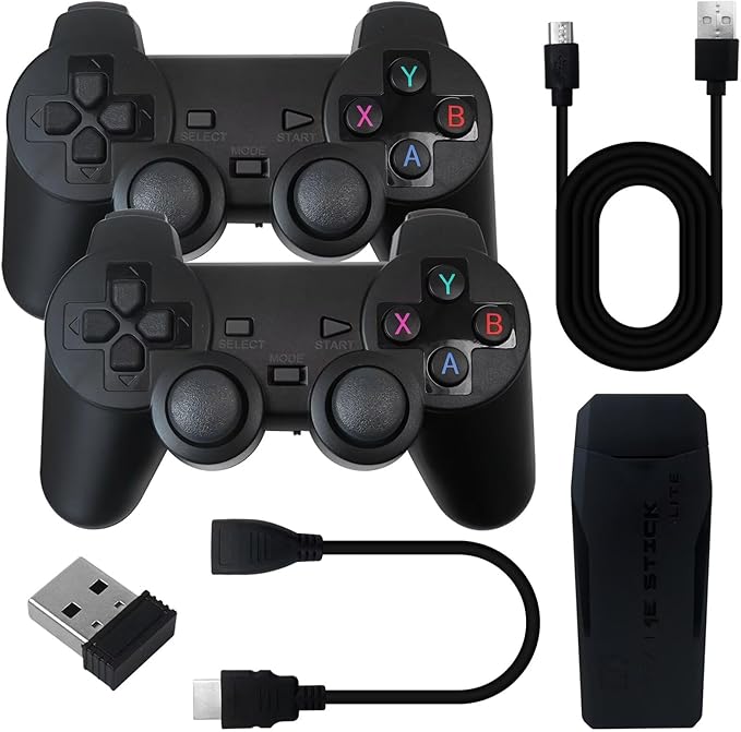 Upgraded M8 Retro Gaming Console with 9 Emulators 64G Wireless Game Stick 20000+ Games 4K HDMI Output Plug and Play Handheld Game Console with 2.4G Wireless Controller Gamepad