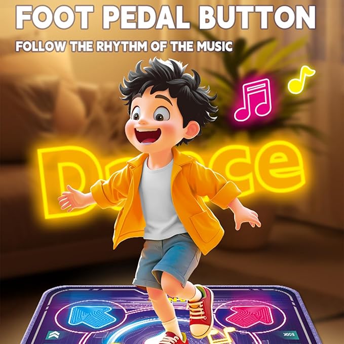 Dance Mat for Children Featuring 4 Light Up Buttons and Builtin Music for Kids Family Gathering Lightup Dance Mat