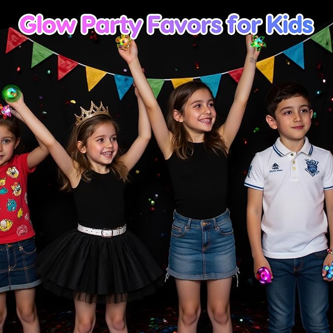 24PCS LED Light Up Fidget Spinner Rings Glow Party Favors Bulk for Kids 4-8 8-12 Easter Egg Fillers Goodie Treat Bags Stuffers Pinata Carnival Prizes Classroom Treasure Box Toys Birthday Return Gifts