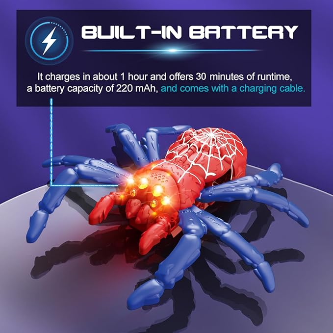 Wall Climbing Gecko Spiders,Realistic Lizard Wall Climbing Toy,Rechargeable Remote Control Robot Kids Toys,Dual Mode Floor & Wall Driving,Christmas Birthday Gift for Boys Girls Ages 3+ (Red)