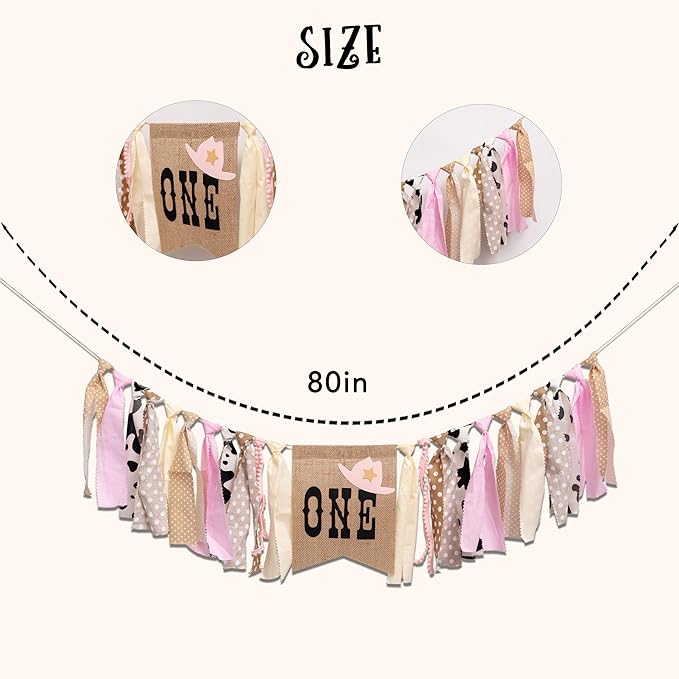 Cowgirl Highchair Banner 1st Birthday - My First Rodeo High Chair Banner, First Rodeo Birthday Decorations Party Supplies for Party, Anniversary, Photo Props... (Pink)