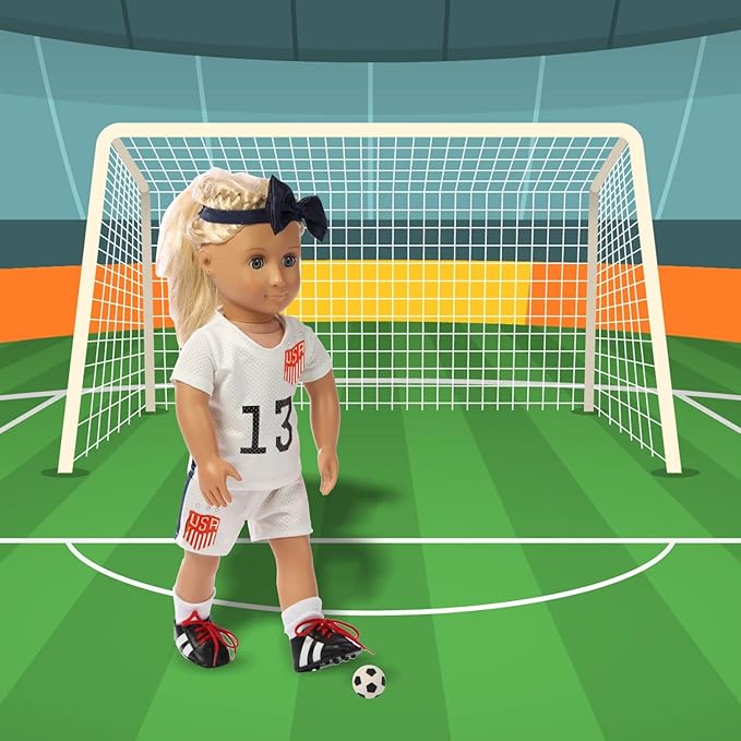 18 inch American Doll Clothing Accessories, USA Team Girls Soccer, Basketball, Tennis Clothing Sets, Doll Ball Sports Clothes, Dolls are not Included (Doll Soccer Clothes)