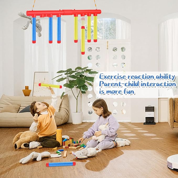 Reflex Drop Sticks Challenge Game - 3 Adjustable Speed Modes for Solo/Dual Play, Hand-Eye Coordination & Reaction Training Toy, Fun Catch Falling Sticks Game for Kids, Adults(Battery Free)