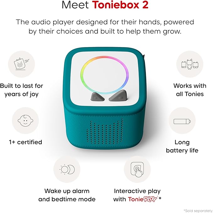 Toniebox 2 Audio Player Starter Set for Kids 1+ with Playtime Puppy - Tropical Teal