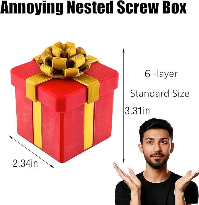 Annoying Gift Box with Screws,Prank Gifts,Puzzle Gift Box,Prank Gifts for Adults,Money Puzzle,Annoying Nested Screw Gift box,Reusable Perfect Money Puzzles for Birthday Christmas White Elephant Party