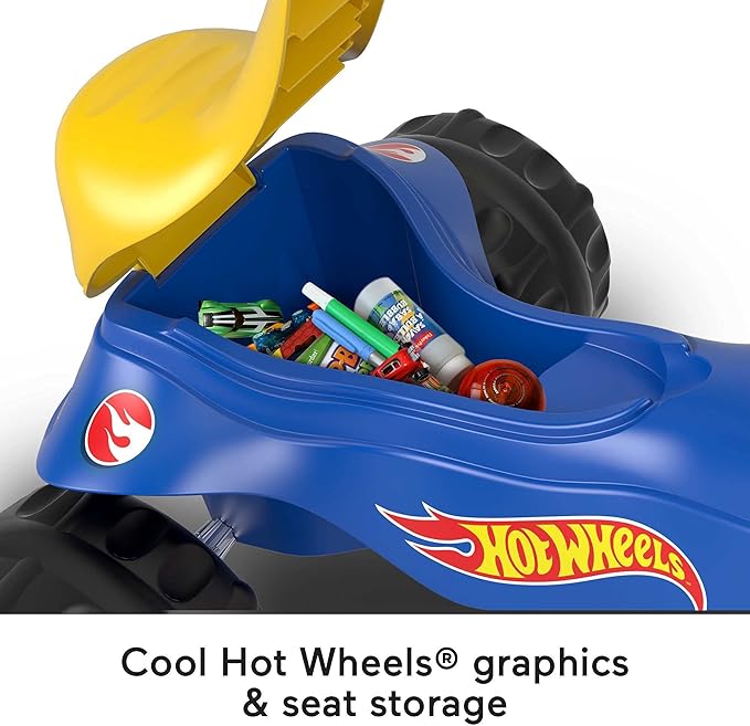 Fisher-Price Toddler Tricycle Hot Wheels Tough Trike, Toy Bike with Handlebar Grips & Storage for Outdoor Play Kids Ages 2+ Years