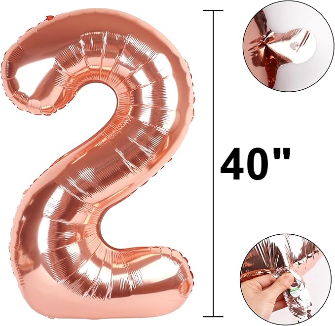 40 Inch Rose Gold Balloon Number 20 Balloon,Jumbo Mylar Foil Helium Balloon for 20 Digital Balloons for Birthday Party,Wedding Anniversary Party Decorations